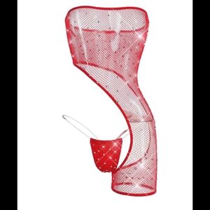 Elegant Red Fishnet Chemise